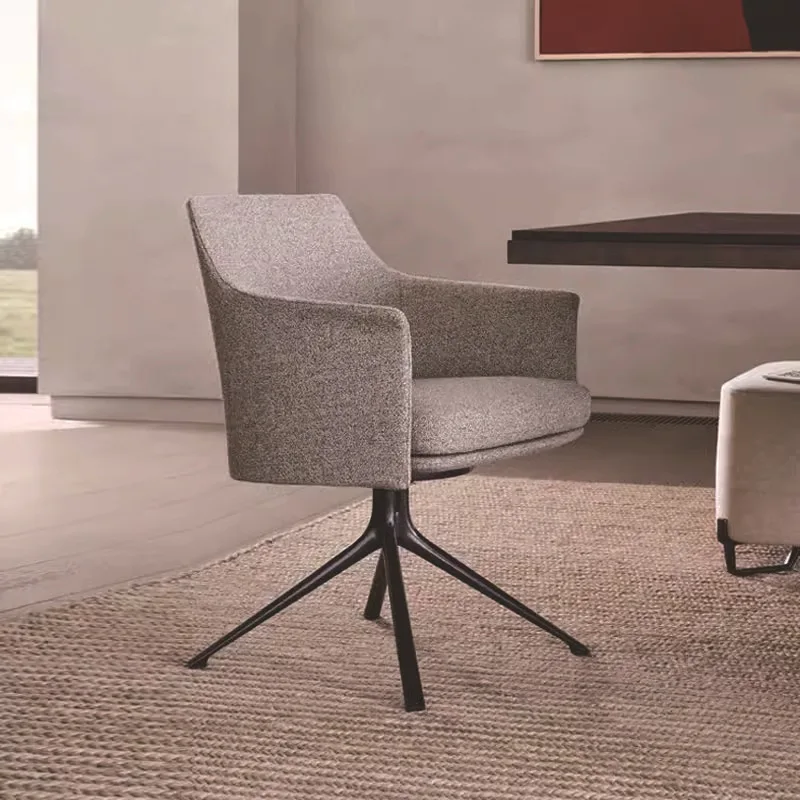 Minimalist single sofa chair Modern simple hotel clubhouse Leather swivel chair Sales office Reception negotiation chair