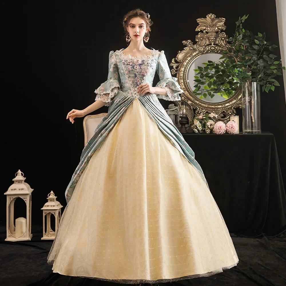 Cosply Medieval Court Clothing Female Model Dress Performance Evening Party Ball Makeup Elegant