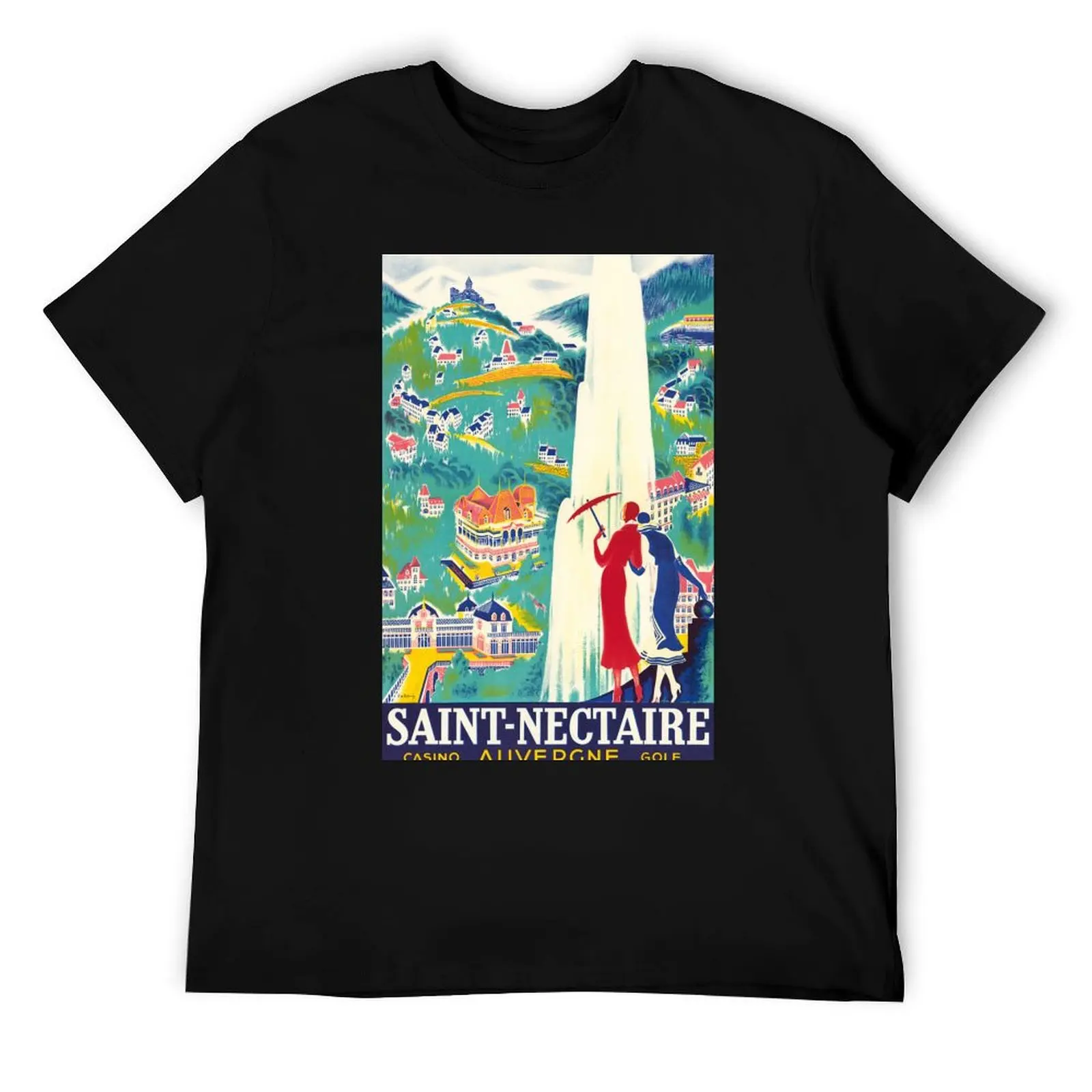 

SAINT NECTAIRE Auvergne Station Du Rein FRANCE Vintage Travel Poster T-Shirt t shirts for man cotton T-Shirt