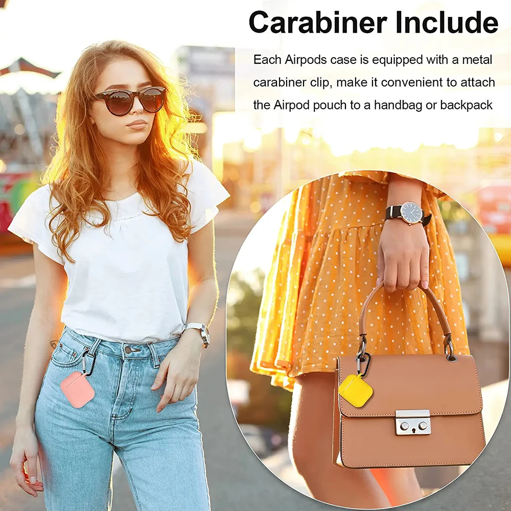 TPU Case Cover with Secure Lock Keychain Protective Silicone Cover Compatible with AirPods 2/1 Earphones (AirPods Not Included)