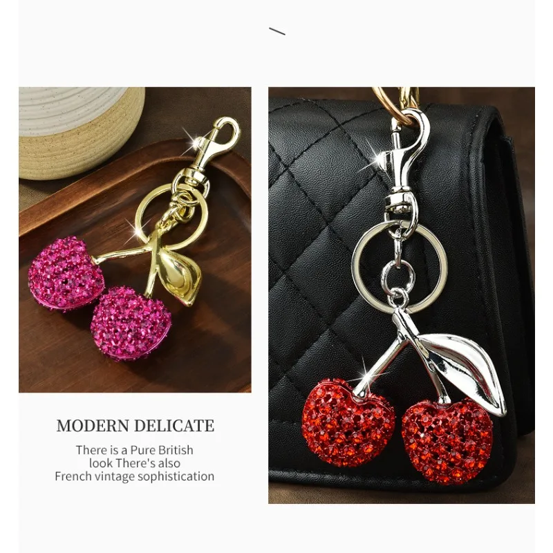 

All-diamond cherry bag key chain fruit cherry fashion pendant, bag pendant