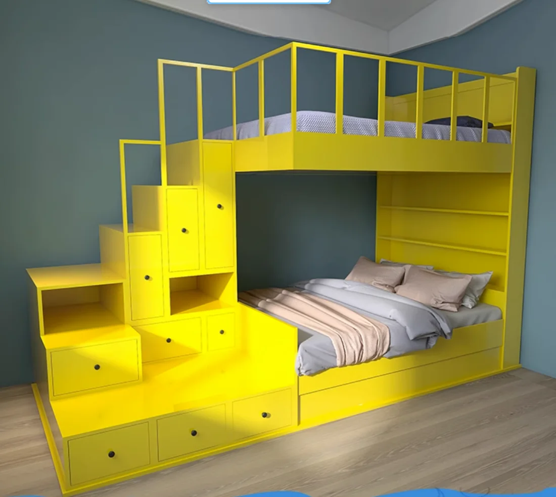 Multi-functional High-Low Bed Apartment Dormitory Double Bunk beds Modern simple lockers elevated beds