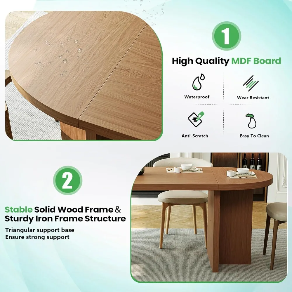 مقاعد طاولة طعام بيضاوية أنيقة 70.8 4-6، قاعدة مثلثة فريدة من نوعها، حواف مستديرة، حماية متينة من النايلون #5