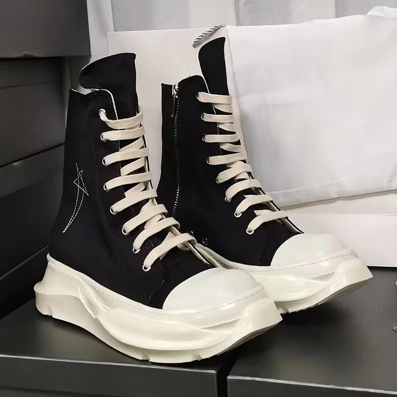 24ss Designer Merk Rick Canvas Schoenen Pentagram Borduurwerk Owens Schoenen Voor Vrouwen Veteraan In Hoogte Oplopende Ro Mannelijke Sneakers