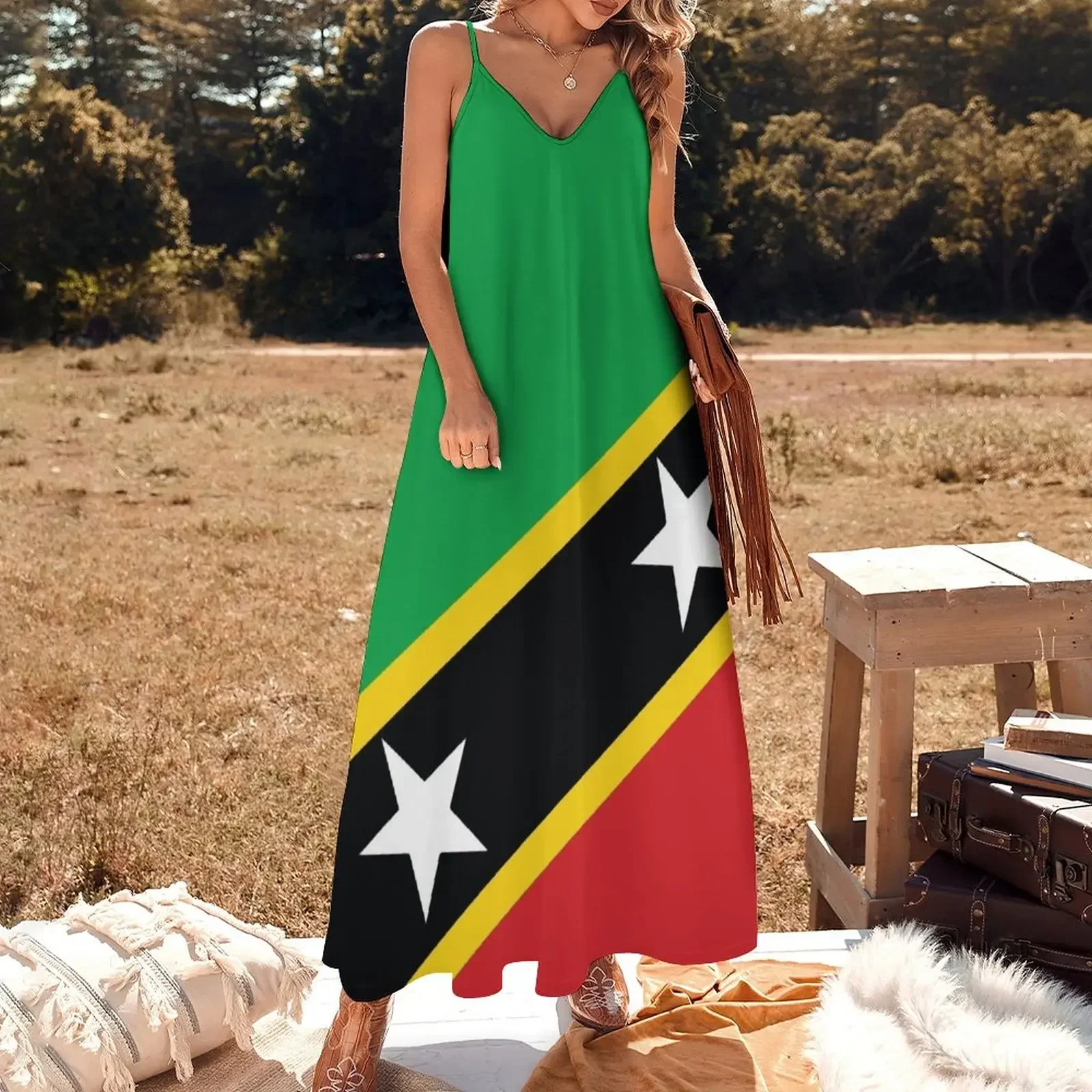 St Kitts and Nevis National Flag Sleeveless Dress luxury woman evening dress dresses for women Dress