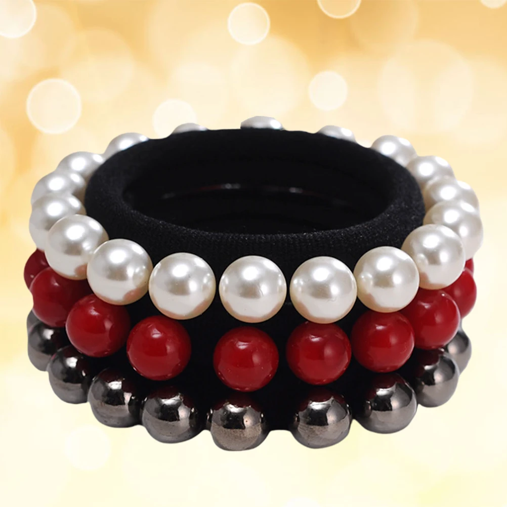 

15 Pcs Pearl Headband Stretch Hair Ring Bands Simple Elastic Tie Women Miss Ties