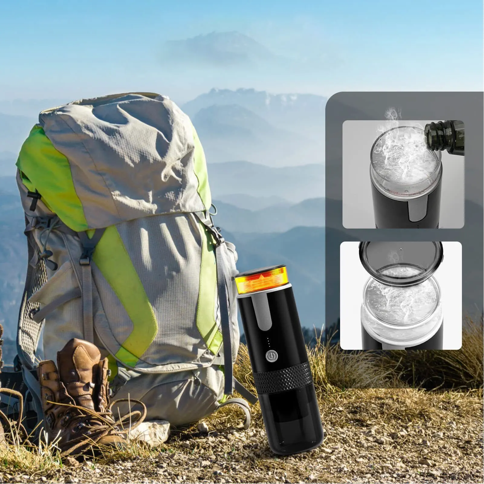 Portable Coffee Machine Compatible for K Cup Capsules Ground Coffee Handheld Coffee Maker Manually Operated for Camping Hiking