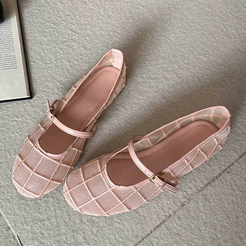 

Aneikeh/2026, новые летние модные сандалии из сетчатой ткани с пряжкой и ремешком, женские сандалии на плоской подошве с круглым носком, праздничное платье, женская обувь