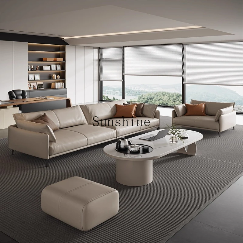 

Italian minimalist light luxury high-end home living room leather sofa