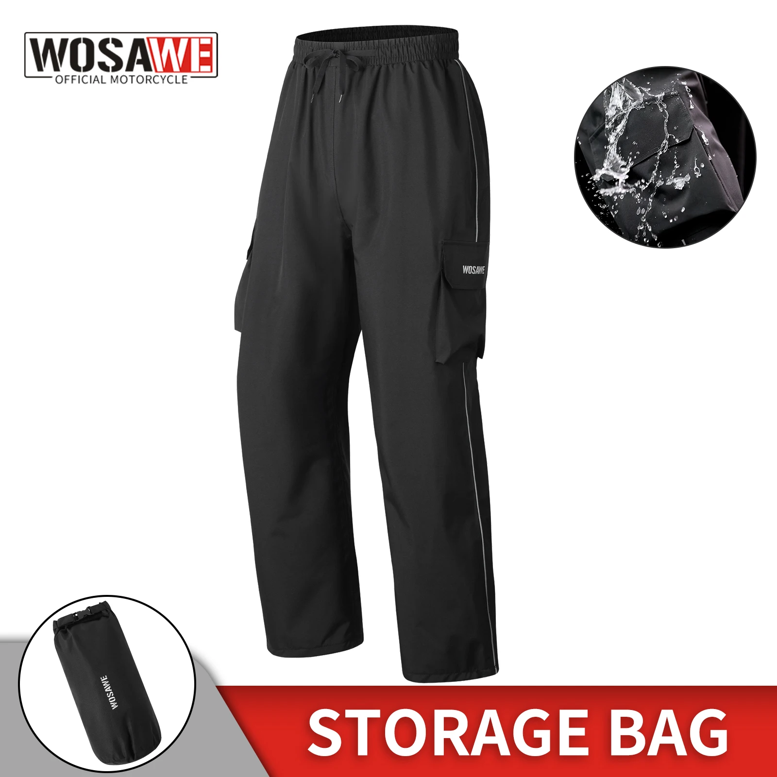 

WOSAWE Hiking Rain Pants Waterproof Windproof with Elastic Waist & Leg Buckles Quick-Dry Outdoor Trousers for Fishing