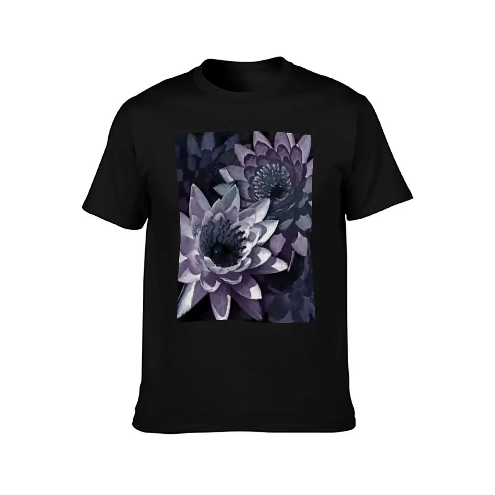 Blue and Purple Watercolor Lotus flowers T-Shirt graphic tee shirt oversized Personalized t-shirt mens t shirts pack