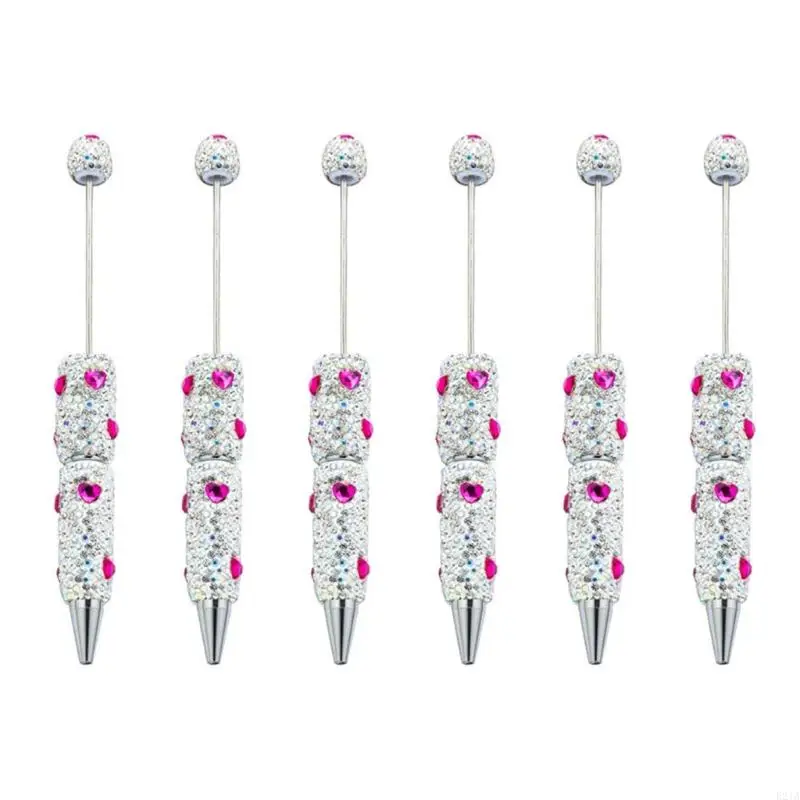 

6pcs 1.0mm Beadable Pen Glittering Ballpoint Pen Rhinestones Fancy Pen