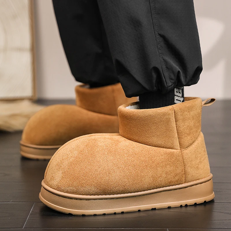 Winter Men Boots Shoes Fashion Sneakers Male Warm Snow Shoes Cotton Non-Slip Light Weight Mens Ankle Boots Footwear Home Shoes