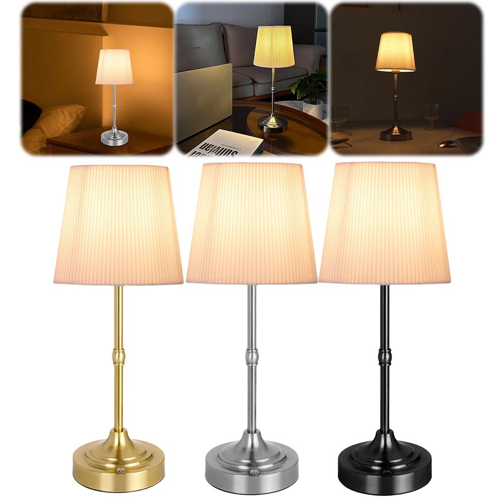 

Metal Base Small Table Lamp 2200K Warm Light Bedside Dining Room Lamp USB Rechargeable Touch Control for Dining Room Bedroom Bar