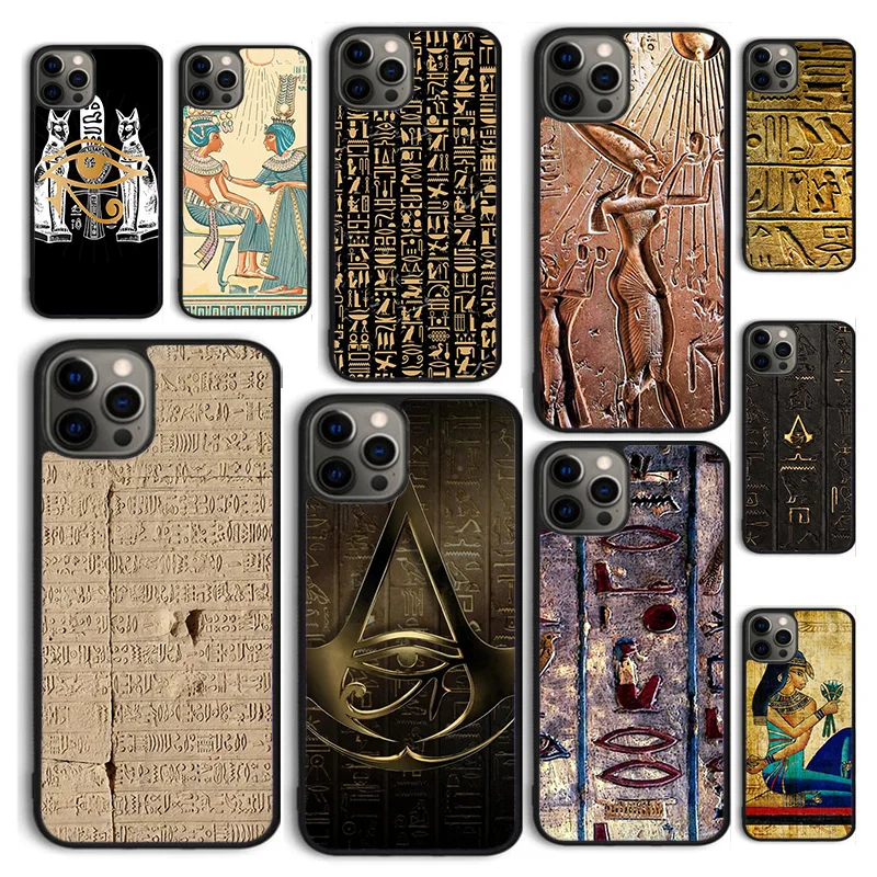 Autumu Egyptian Hieroglyphics Symbols Phone Case Cover for iPhone 16 15 12 mini 11 13 14 Pro Max SE 2020 6S 7 8 Plus Coque