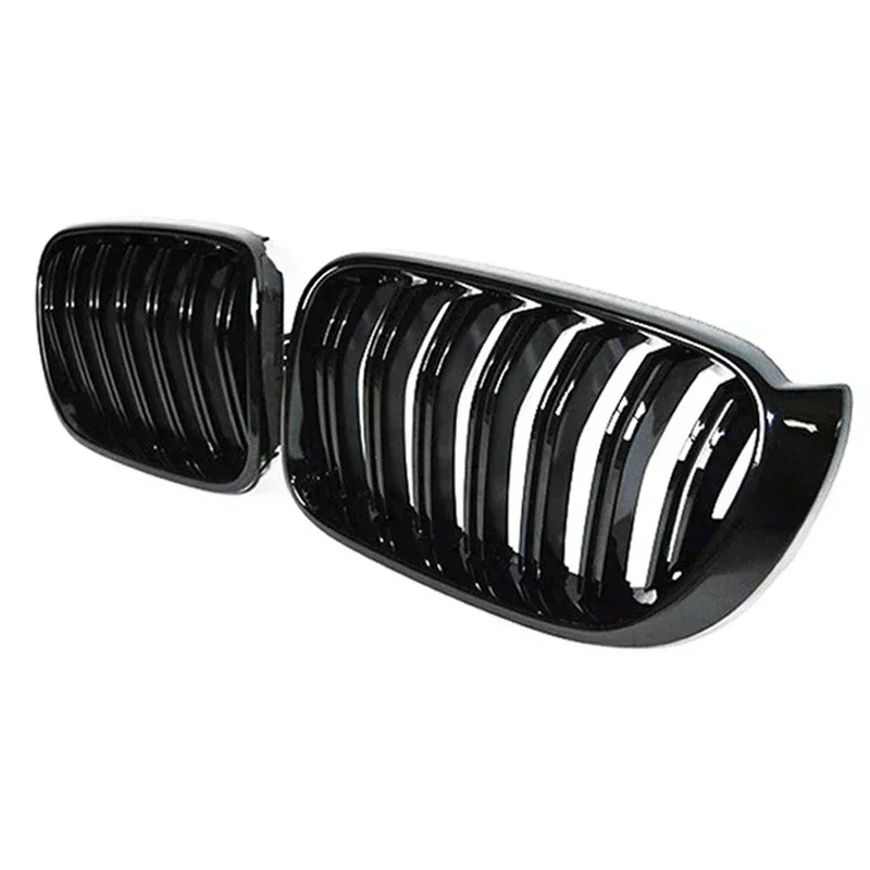 

For BMW X3 X4 F25 F26 2014-2017 Car Double Line Sport Grill Glossy Black Front Bumper Kidney Racing Grille Accessories