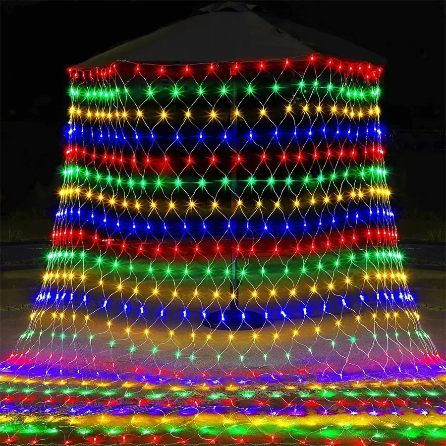 Plug-in/Solar Net Light 3X2M 200 LED Outdoor Christmas Mesh Light Waterproof Fairy String Light Solar Tree Bush Light Garland