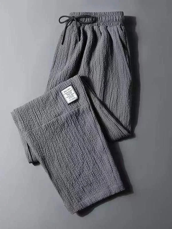 

Loose Thin Ice Silk Work Pants for Men Low Waist Long Trousers Summer Casual Wear Comfortable Breathable Construction Site Cl...