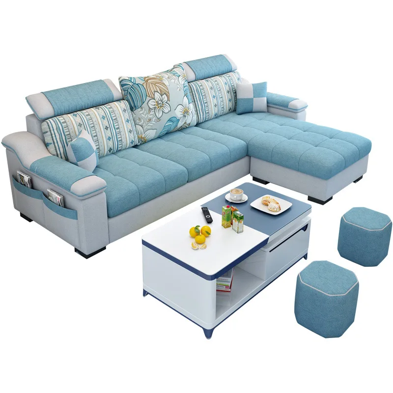 

Modern simple fabric sofa Nordic small apartment living room removable and washable technology cloth sofa combination set