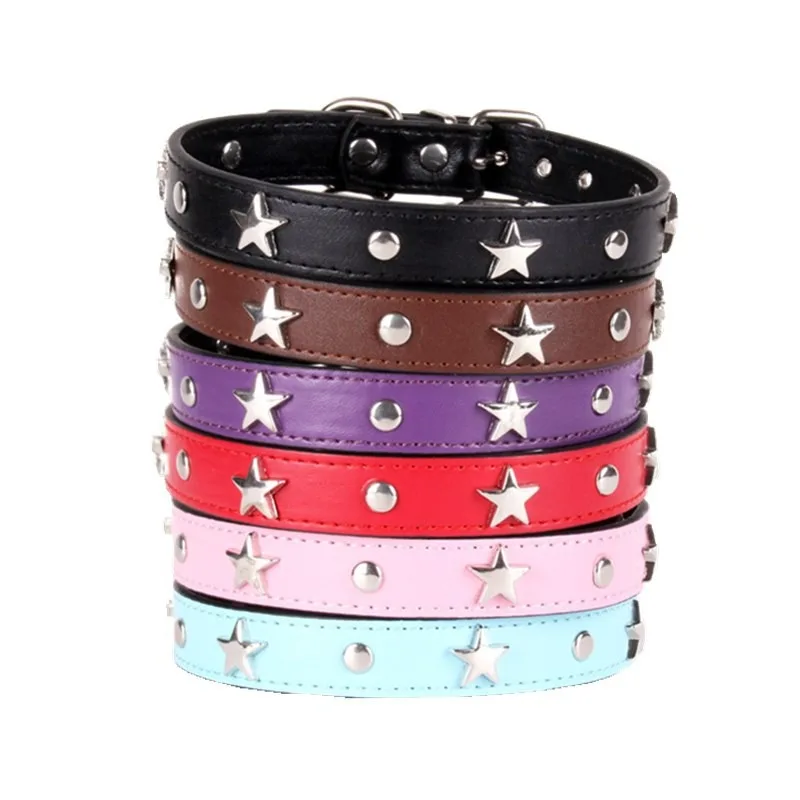 S/M/L Star Studded Pet Dog Collar Leather Puppy Collars for Small Medium Dogs Cat Neck Strap Pet Supplies Chihuahua Collars