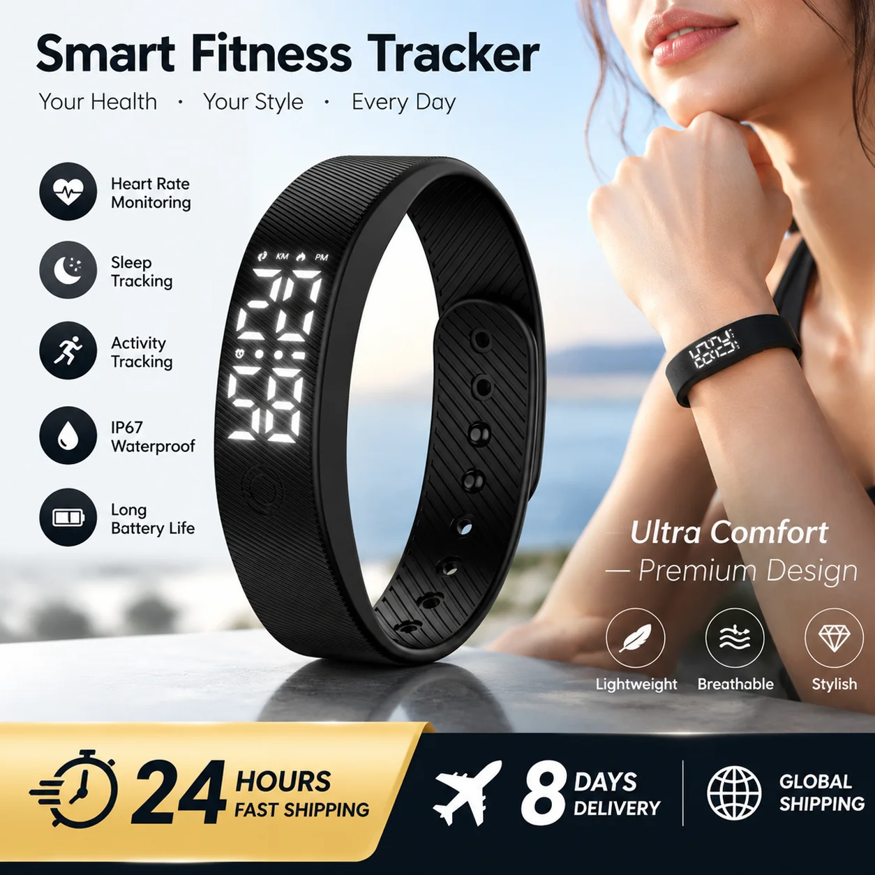 Smart Bracelet LED Digital Vibration Alarm Wrist Waterproof Smart Clock Smartband With Running Pedometer Monitor  Bracelets H10