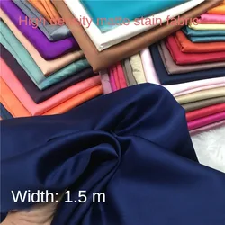Matte Satin Fabric By The Meter for Wedding Dress Headwear Cheongsam COS Sewing Cloth Smooth Soft Plain High-density White Black