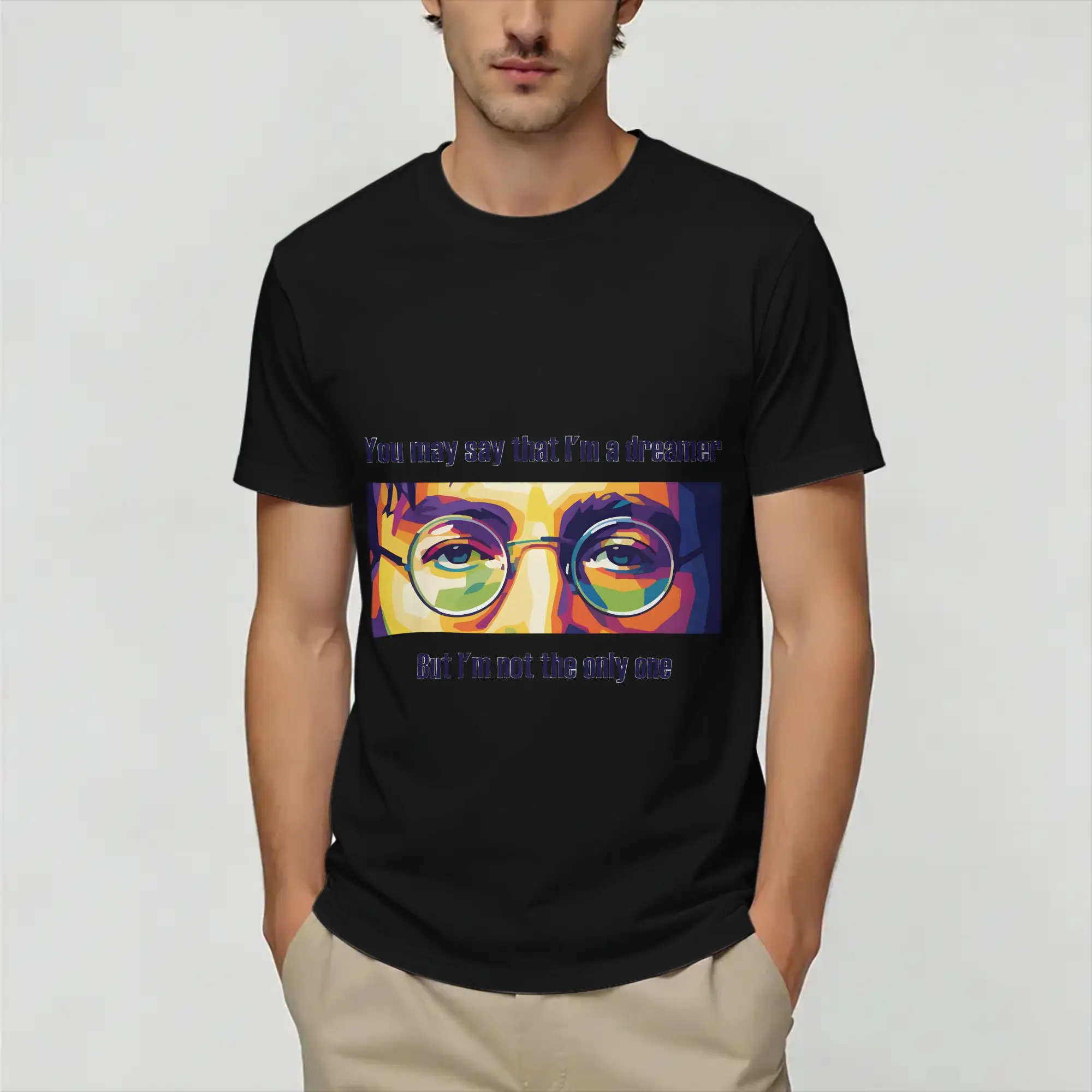 War is Over  T-Shirts Men John Lennon  Hipster Pure Cotton Tee Shirt Crew Neck Short Sleeve T Shirt Printed Tops