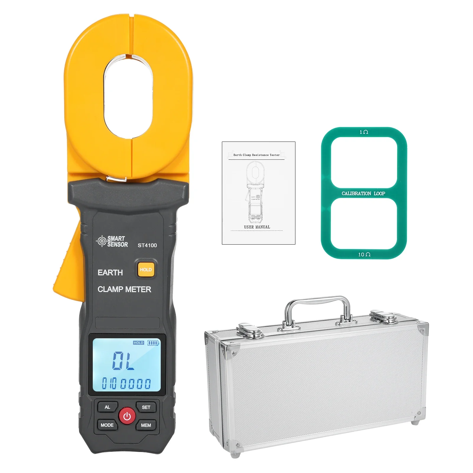 ST4100/ST4800 Digital Clamp Ground Resistance Tester, Multifunction LCD Earth Clamp Ammeter with Alarm