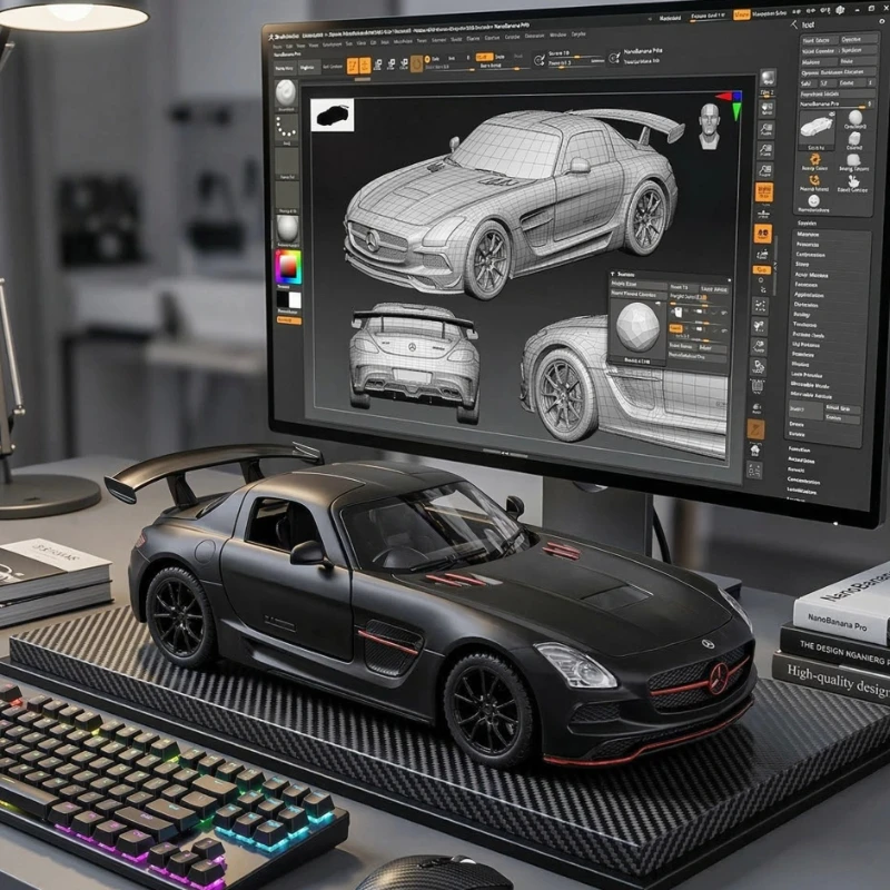 

Модель спортивного автомобиля SLS AMG в масштабе 1:32 с функцией отката, звуком и светом, коллекционная настольная подвеска для компьютера, подарок, игрушка для мальчика