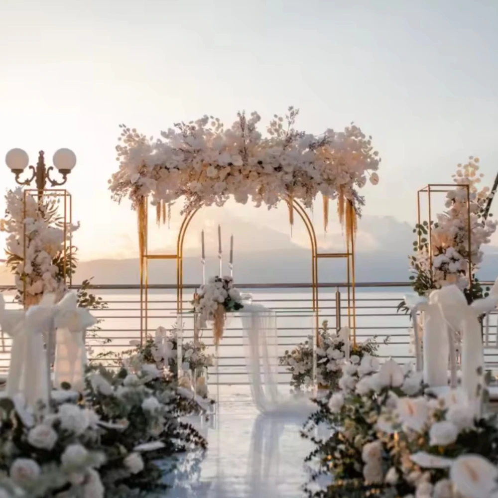 sliver/whiteWedding metal flower Screen backdrop, Stage Decoration, Decorative Flower Shelf arch, Gilded Arch wedding Background