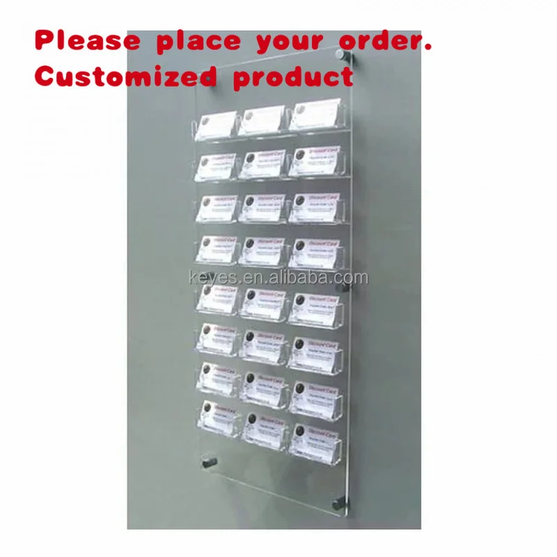 custom.Modern Style Wall-Mounted Business Card Holder with Eco-Friendly Acrylic Pockets Office Supplies Display Rack Pro