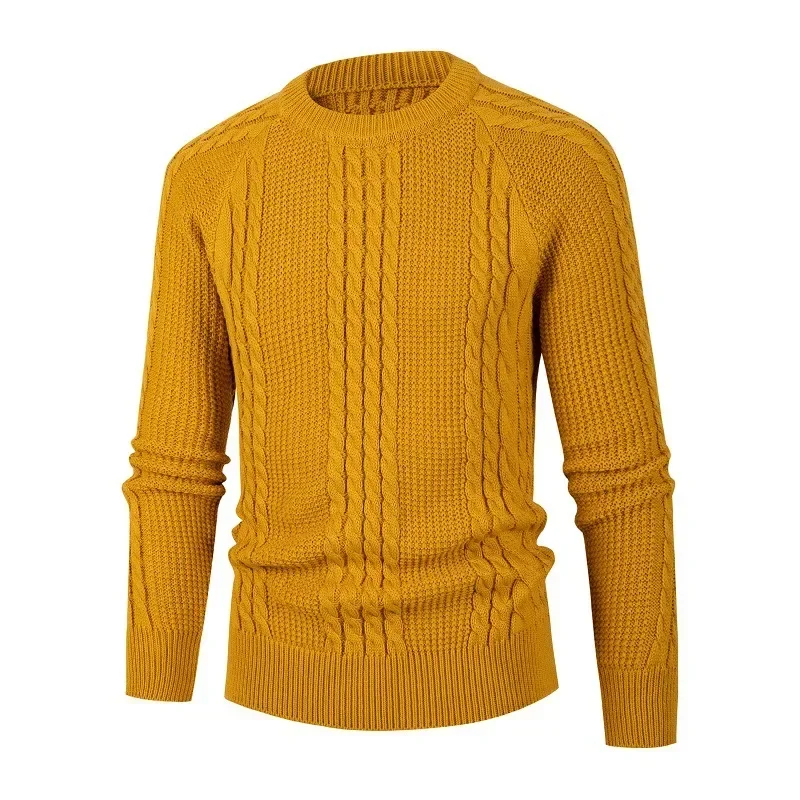 

2023 New Men's Crew Neck Solid Fried Dough Twists Pullover Sweater Knits Large Fashion Casual Backing Shirt