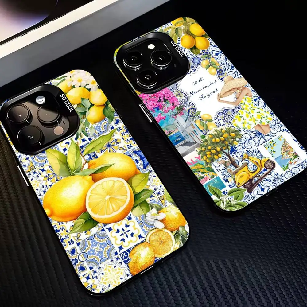 

E-European A-Amalfi C-Coast Lemon Phone Case For iPhone 17,16,15,14,13,12,11 Plus,Pro Max,Colorful Silver Phone case Funda Cover