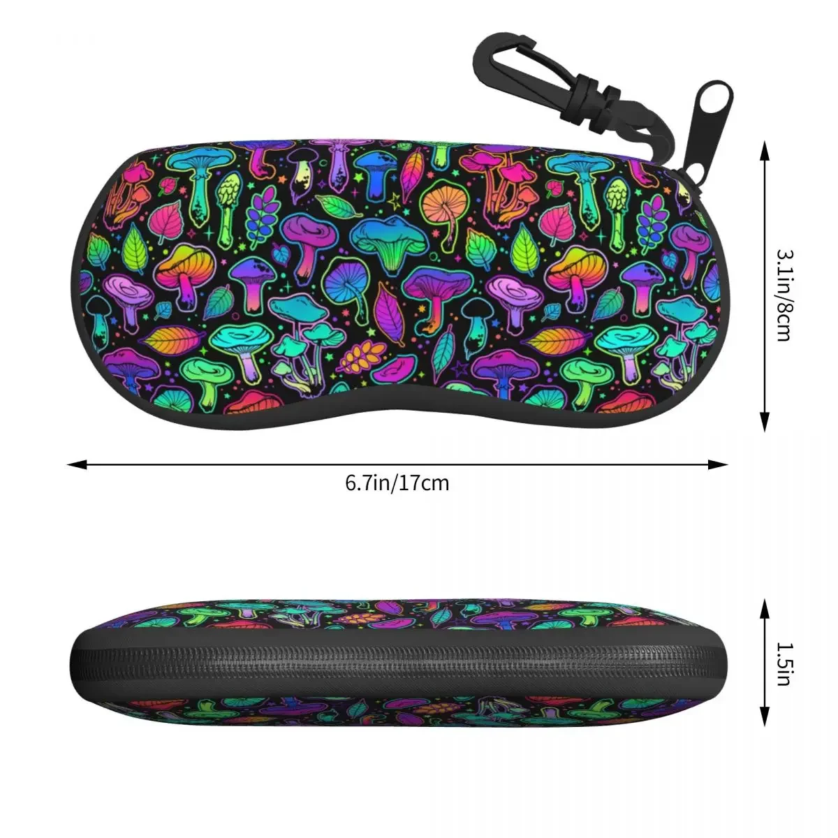 Estuche para gafas de concha de setas arcoíris mágicas psicodélicas personalizadas, estuche para gafas bohemio misterioso a la moda, caja protectora para gafas de sol