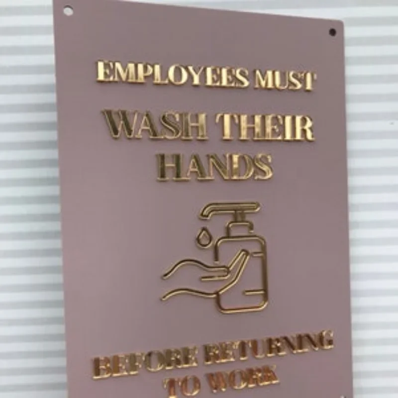 Employees Must Wash Hands A3 Wall Sign Beauty Studio Wall Sign Business Signage Spa Salon Wall Decor