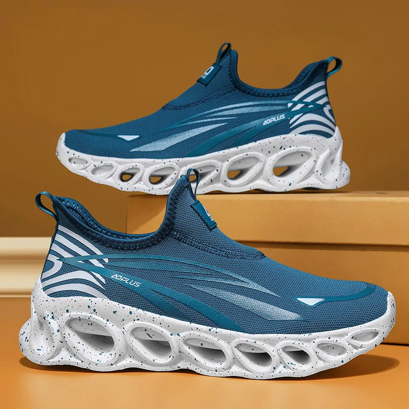 Paar-Sneaker mit dicker Sohle zum Hineinschlüpfen, ausgehöhlte Polsterschuhe, atmungsaktives Mesh, ohne Schnürsenkel, Outdoor-Freizeitschuhe zum Gehen, Übergröße – Detail 2