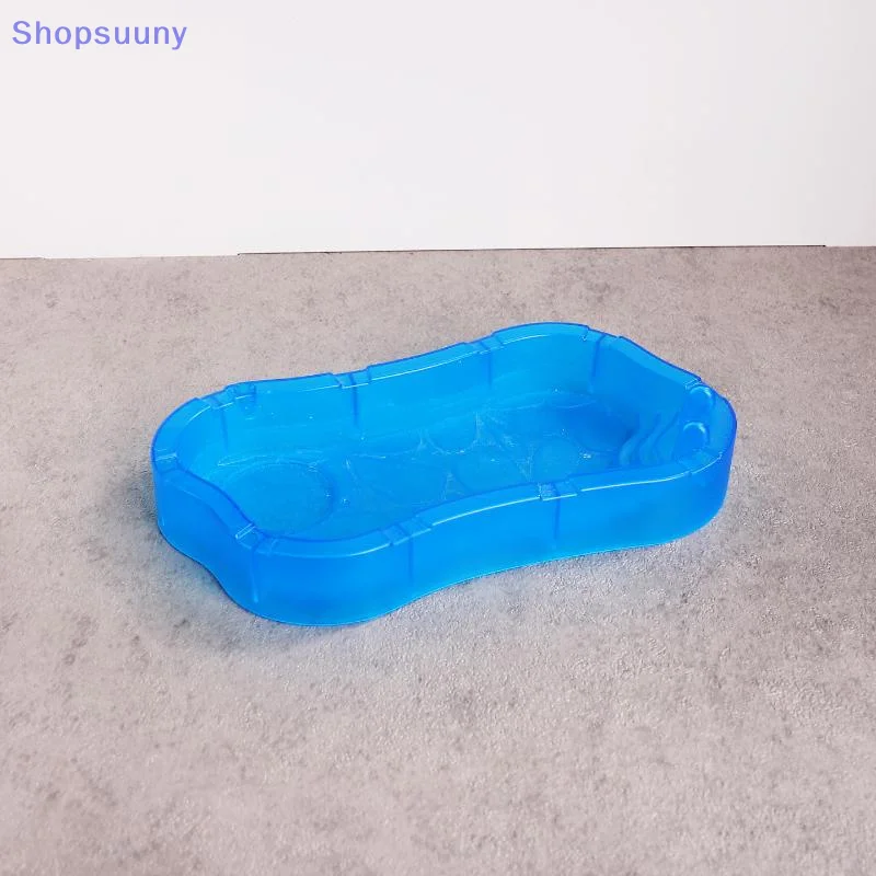 [SU]1Pcs Mini Blue Swimming Pool Model Dollhouse Miniature Pool Scene Ornament For Doll House Children's Toy Accessories[SU]