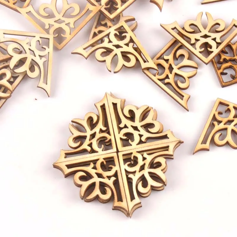 28*28mm Holz 50Pcs Ornament Buch Ecke Schutz Album Ecke DIY Handwerk Sammelalbum Holz Scheiben Hause Dekoration box Buch