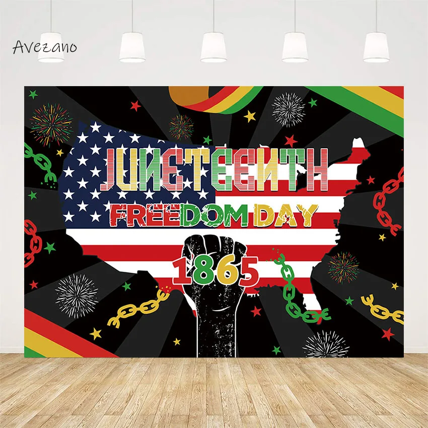 Avezano Happy Juneteenth Backdrop for Photography Africa American 1865 Freedom Day Background Photo Studio Decor Photozone