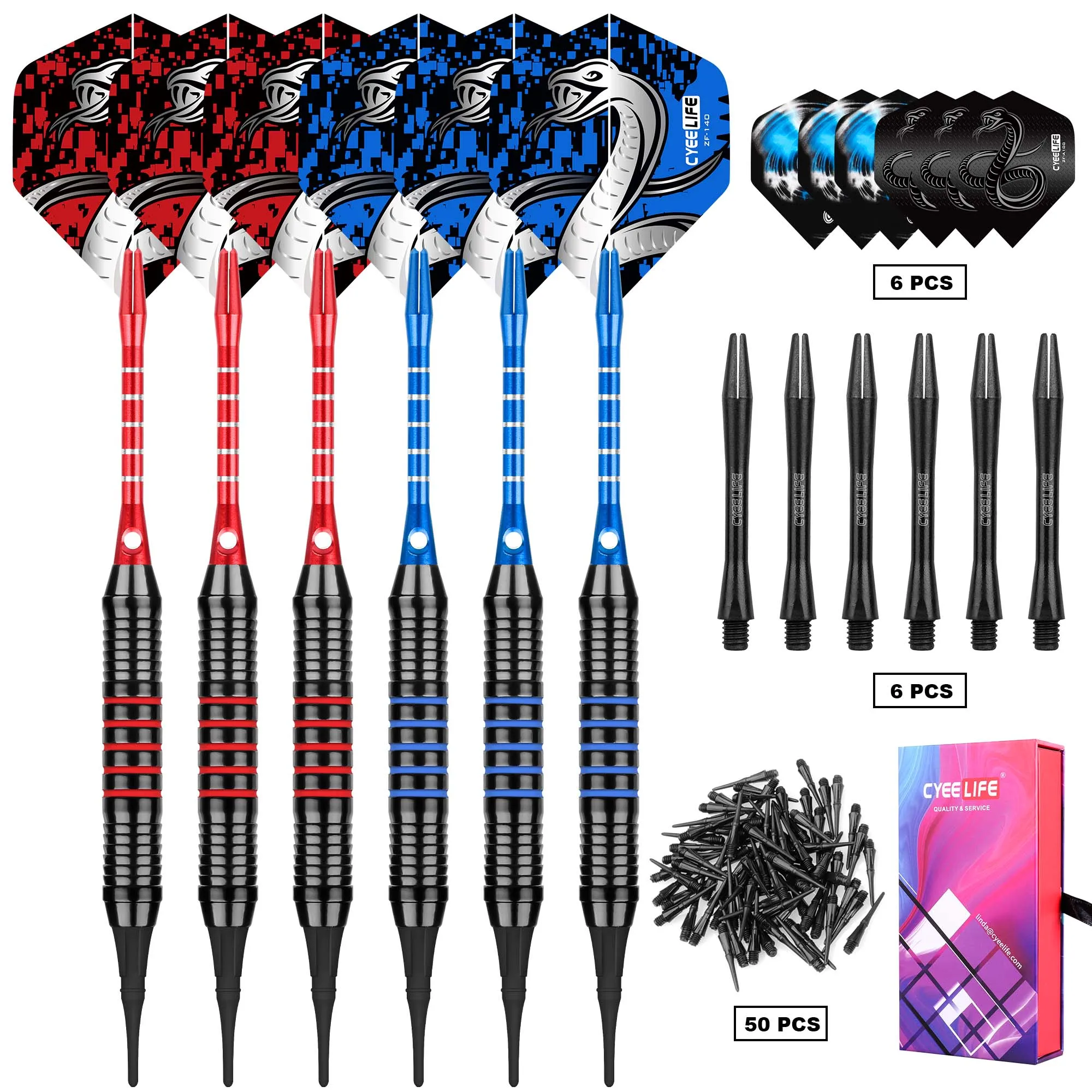 CyeeLife 18g 6pcs/12PCS Tip Darts Aluminum Shaft Electronic Plastic Dartboard Indoor Outdoor Games Family bar entertainment