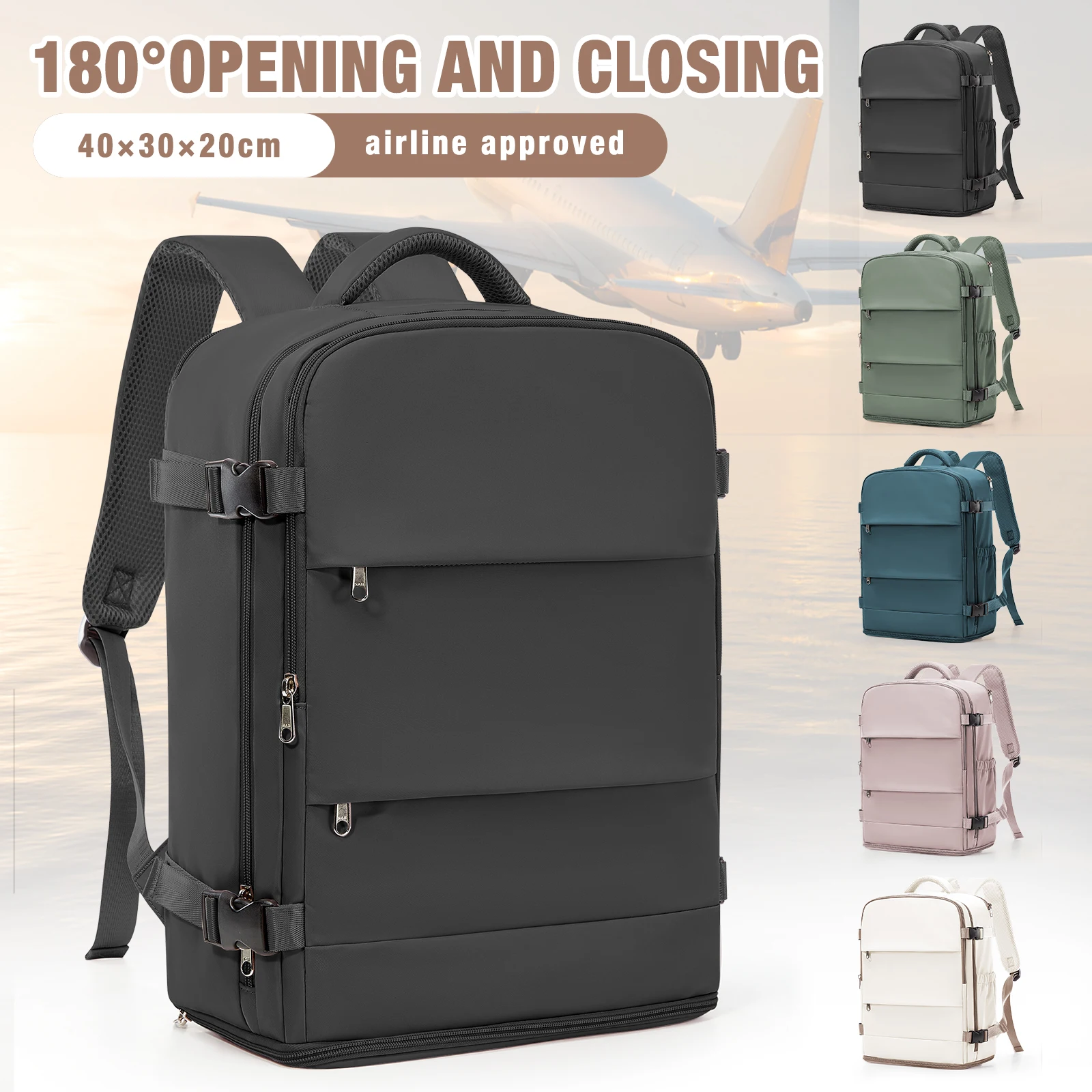 حقيبة ظهر Ryanair 40x30x20 للسفر لمسافات قصيرة حقيبة كمبيوتر محمول للأعمال WizAir حقيبة الأمتعة المقصورة، حقيبة ظهر ترفيهية للرجال والنساء