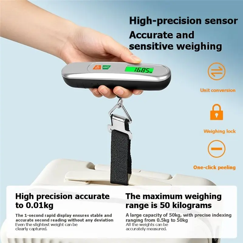 -[33A tvdae] Handheld Electronic Digital Scale Rechargeable Portable High-Precision 0.5-50KG For Express Delivery And Luggage