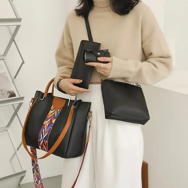 Luxury Handbag Large Capacity Tote Bag 4 Pcs Women's Bag Fashion Shoulder Bag Wallet Card Case image 2