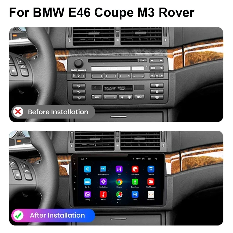 Android OS For BMW E46 M3 318/320/325/330/335 1998-2006 Car Radio Multimedia Video Player carplay Auto GPS Navigation NO 2 Din