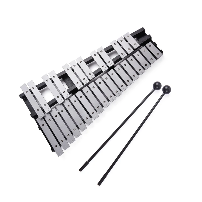 Foldable 30 Note Glockenspiel Xylophone Wooden Frame Aluminum Bars Educational Percussion Musical Instrument Gift with Bag