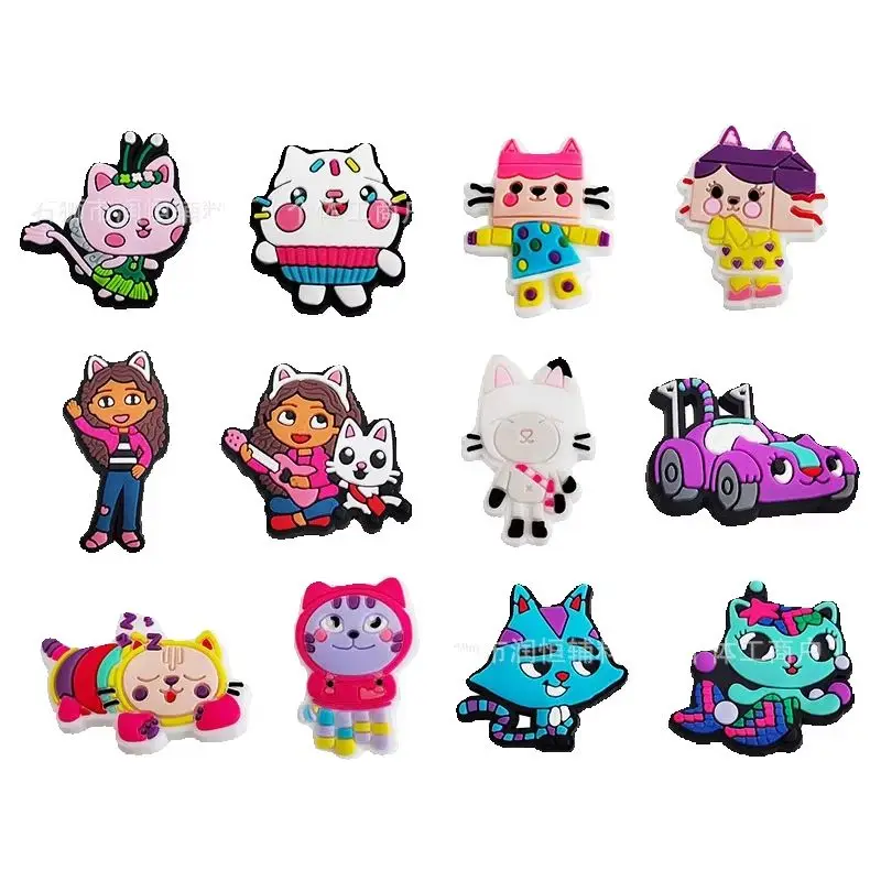 Mesuca Cute Dollhouse PVC Cartoon Cat Girl Shoe Charms Detachable Clog Shoe‑Buckle DIY Wristband Decor Ornament Accessories