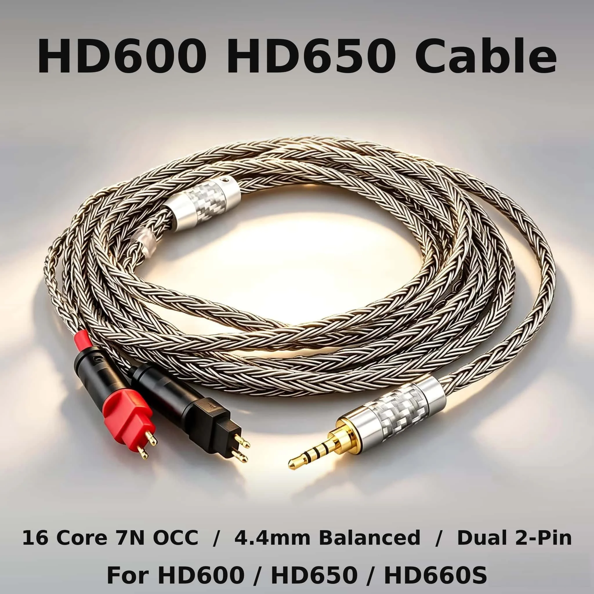 Headphone Cable 16 Core 7N OCC Hifi Audiophile XLR Balanced 4.4mm 6.35mm for Sennheiser HD600 HD650 HD580 HD660S