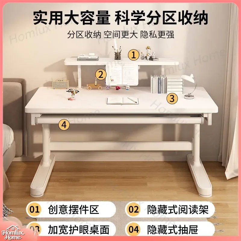 Adjustable Height Kids Study Table for Children Bedroom Desk Solid Wood Writing Desk for Primary Secondary School Students