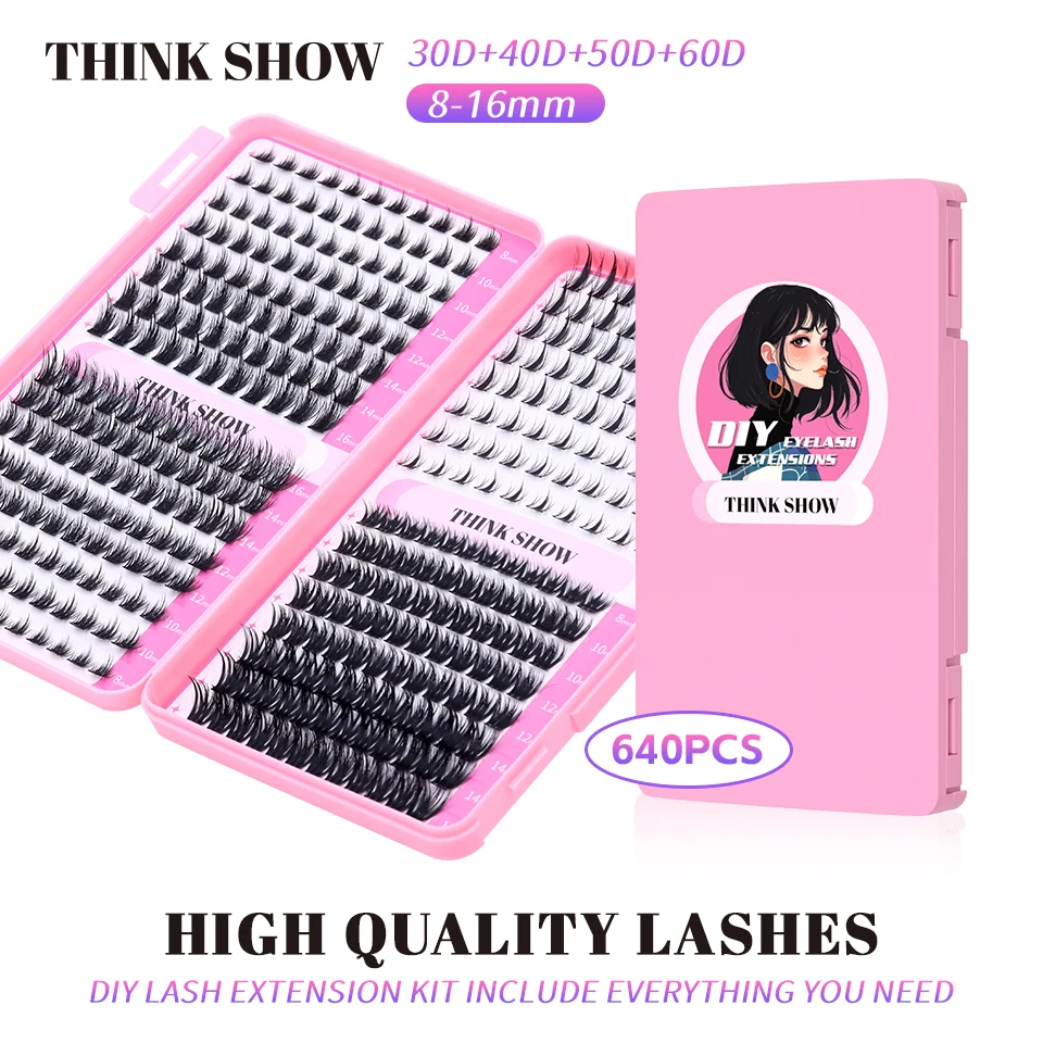 DIY Wimpernverlängerung Mix Styles Wimperncluster individuell mit Bond & Seal Remover Pinzette Wimpernbürste für selbstzutragendes Make-up