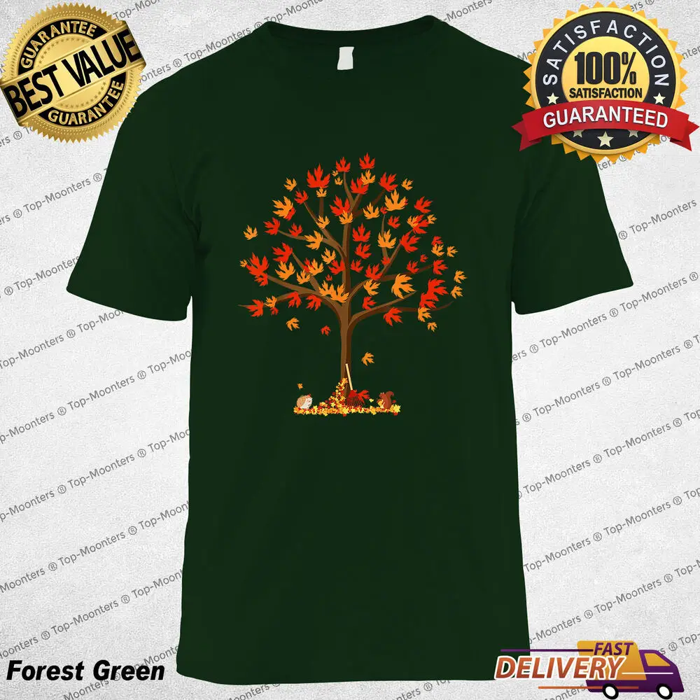 Otoño otoño hojas árbol y criaturas del bosque camiseta para hombres mujeres y regalo